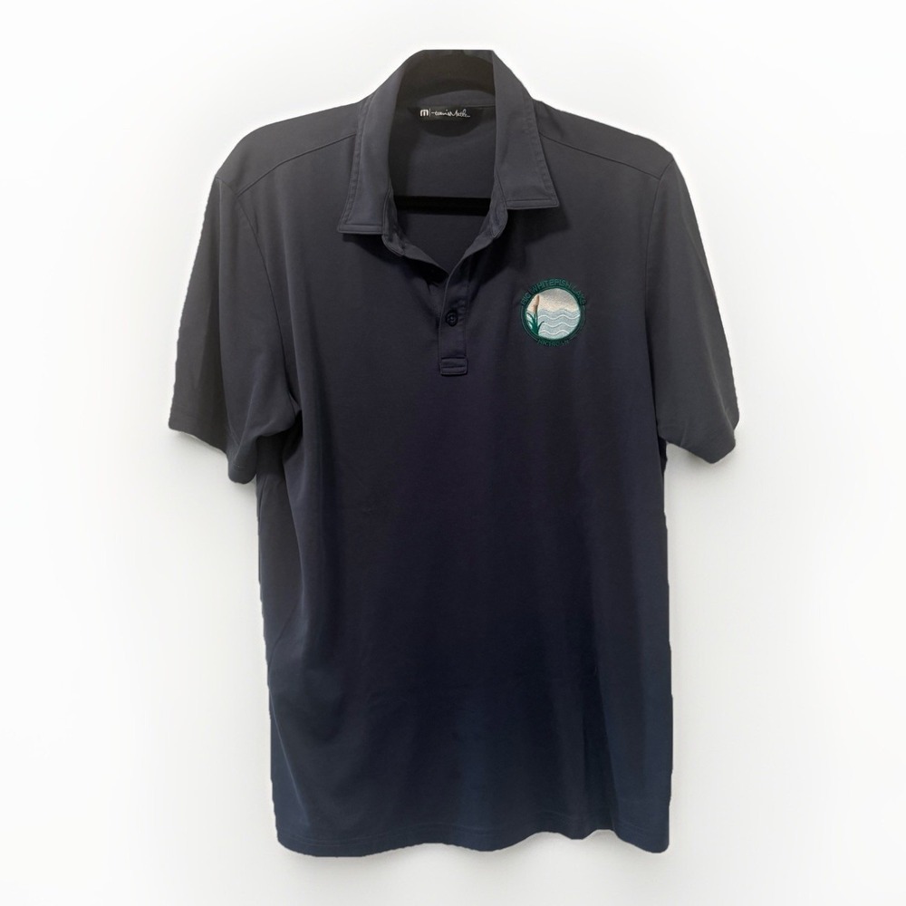 Travis Mathew Mens Large Performance‎ Polo Vintage Indigo Golf Polo Shirt BWL